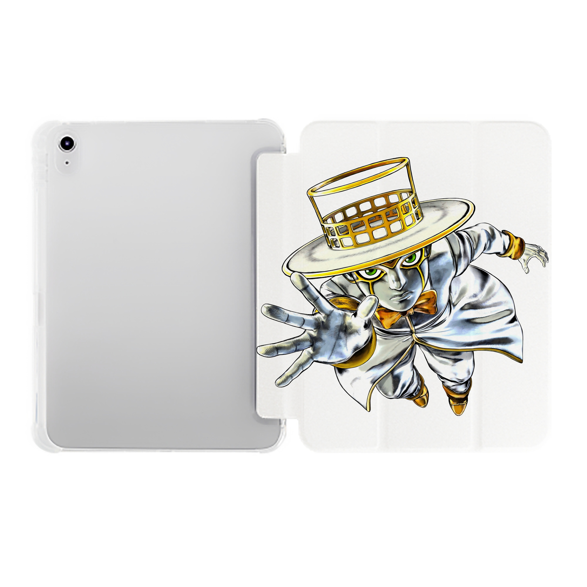 （画像用） ジョジョの奇妙な冒険 岸辺 露伴（きしべ ろはん） JoJo's Bizarre Adventure Rohan Kishibe IPad ケース ペン収納付き 三つ折りスタンド PUレザー×シリコン 対応機種9.5/10.5/10.9インチ